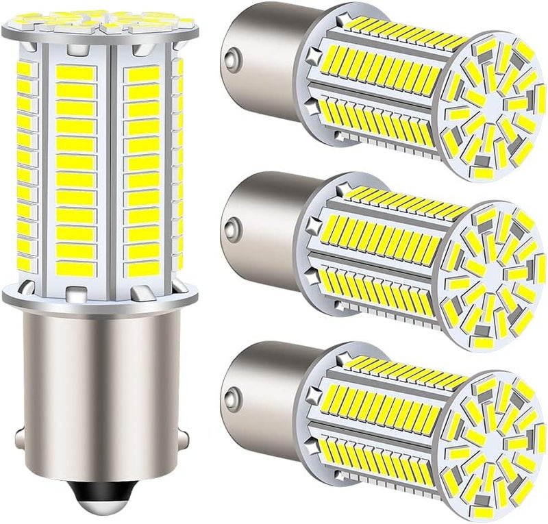 RVZONE 1156 1141 1003 7506 BA15S 1383 Led white RV Interior Light | Super Bright 4014 105-SMD LED Replacement for 12 Volt RV Camper Trailer Boat Trunk Interior Lights 4-Packs - Image 1